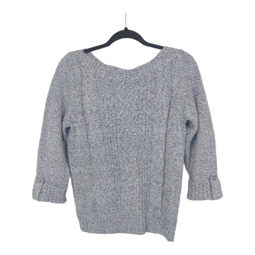 Rebecca Malone Cable Knit Sweater with button up‎ 3/4 sleeve Size Small